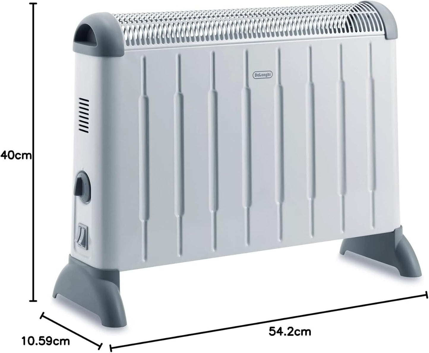 De'Longhi Konvektor HCM2030 - Heizgerät mit 3 Heizstufen für Räume bis 60 m³, Sicherheitsthermostat, Frostschutzfunktion, Raumthermostat, Grau