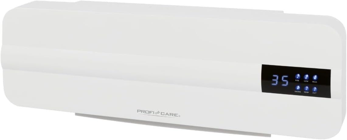 ProfiCare® Wand Heizlüfter mit Fenster-Offen-Erkennung | Heizkörper für bis zu 60qm | Elektroheizung für Wandmontage inkl. Montagematerial | Heizung mit 1,5m Kabel, Fernbedienung & Timer | PC HL 3116