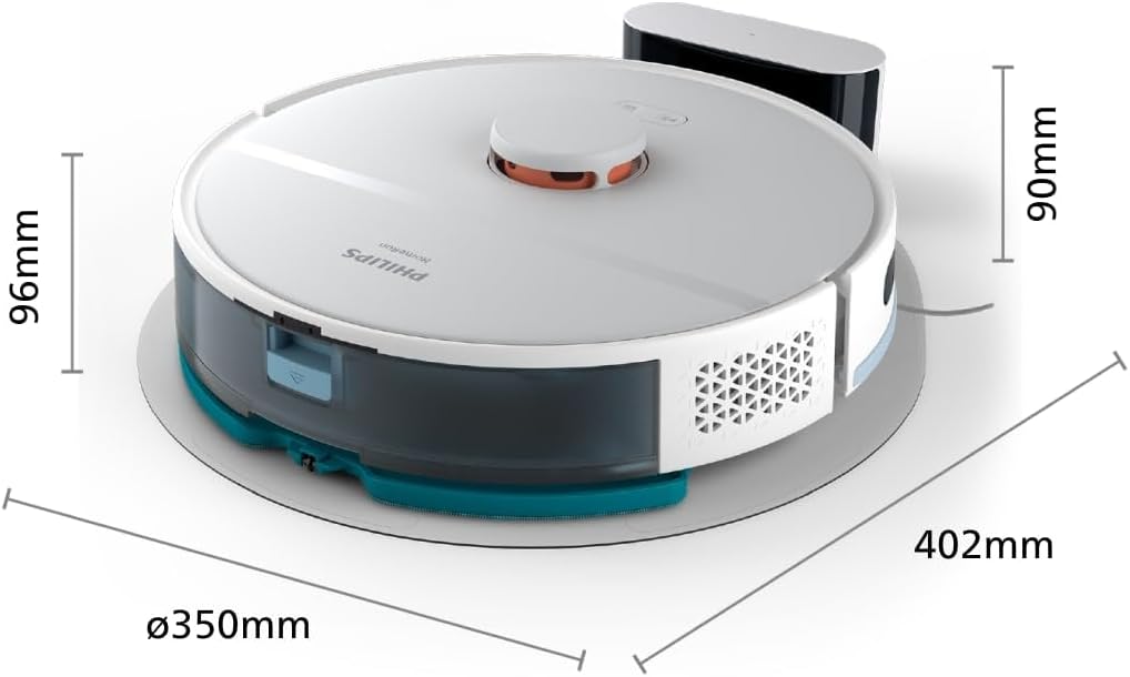 Philips Homerun Serie 2000: 2-in-1 Saug- und Wischroboter, 130 Minuten Laufzeit, Lasernavigation, Teppichboost, Absaugstation, App-gesteuert, Arktikweiß (XU2100/20), Arctic White