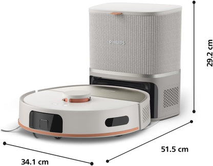 Philips Homerun Serie 2000: 2-in-1 Saug- und Wischroboter, 130 Minuten Laufzeit, Lasernavigation, Teppichboost, Absaugstation, App-gesteuert, Arktikweiß (XU2100/20), Arctic White