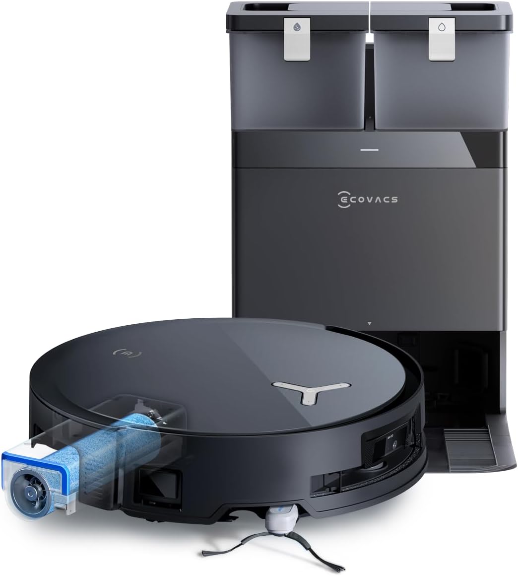 ECOVACS DEEBOT X8 PRO Omni Saugroboter mit Wischfunktion, OZMO Roller mit kontinuierliches Wischen & Selbstreinigung, 18.000 Pa, 12-in-1 Station, 40–75 °C Heißwasser-Moppreinigung, YIKO-GPT