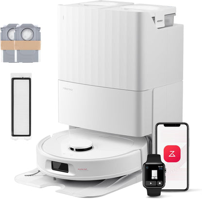 roborock QV 35S-Set Saugroboter mit Wischfunktion, 10.000 Pa HyperForce Saugkraft, Anti-Tangle-Bürsten, Anhebbare Schleudermopps, Intelligente Hindernisvermeidung, All-in-One Dock (Schwarz)