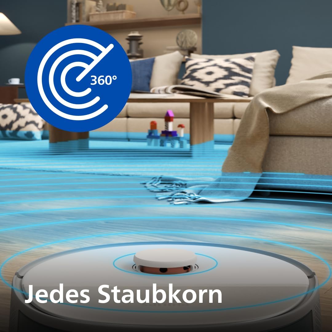 Philips Homerun Serie 2000: 2-in-1 Saug- und Wischroboter, 130 Minuten Laufzeit, Lasernavigation, Teppichboost, Absaugstation, App-gesteuert, Arktikweiß (XU2100/20), Arctic White