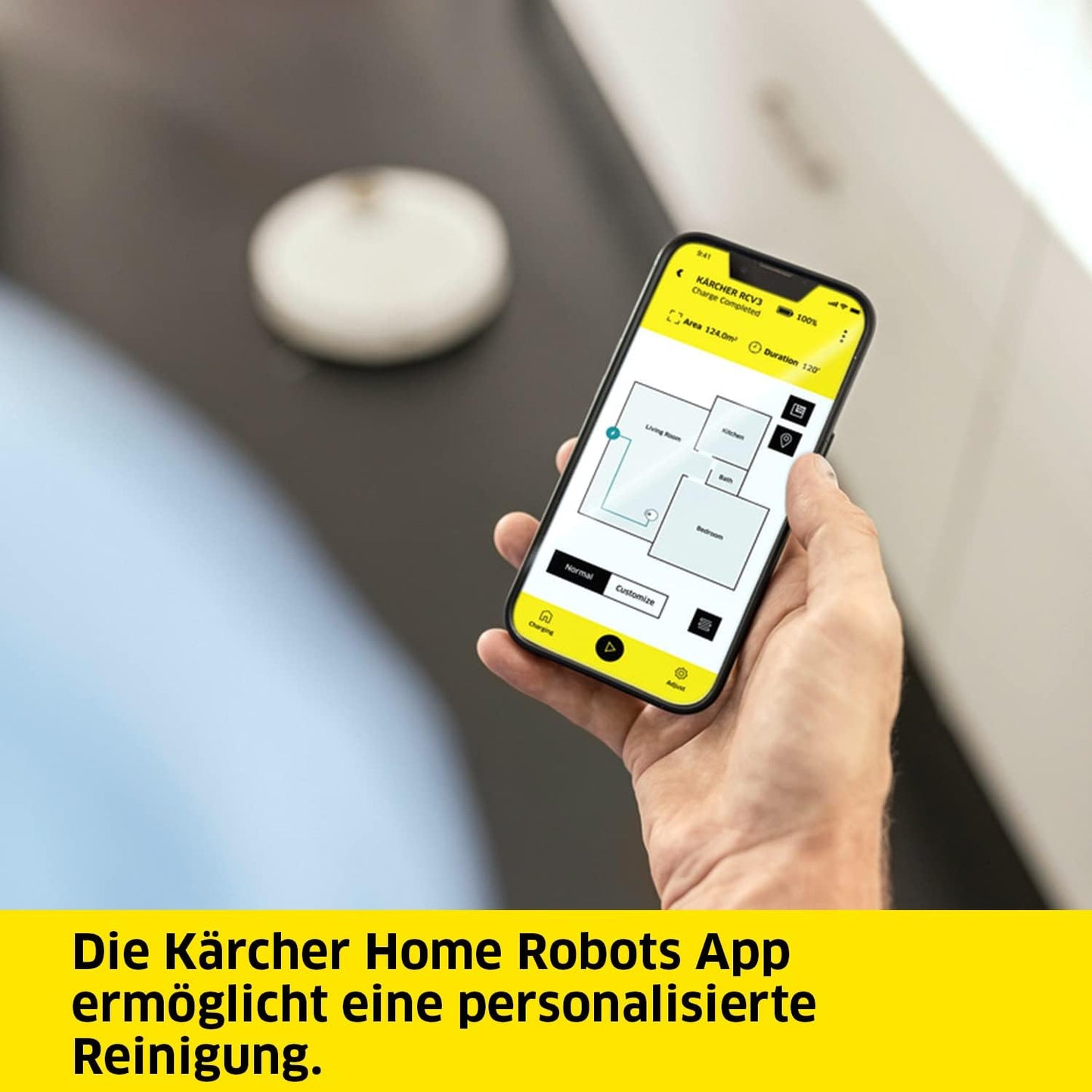 Kärcher Saugroboter RCV 3 mit Wischfunktion, smarte App-Steuerung, LiDAR-Laser-Navigation, Kartierung, Raum- und Hinderniserkennung, 2500 Pa, 120 min Laufzeit, für Hartböden und Teppiche, Weiss