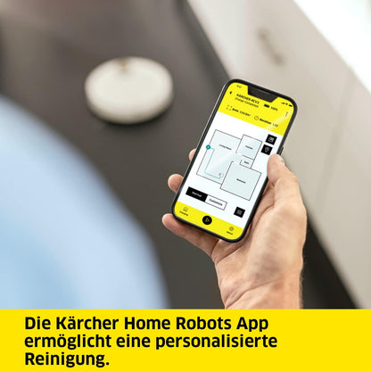 Kärcher Saugroboter RCV 3 mit Wischfunktion, smarte App-Steuerung, LiDAR-Laser-Navigation, Kartierung, Raum- und Hinderniserkennung, 2500 Pa, 120 min Laufzeit, für Hartböden und Teppiche, Weiss