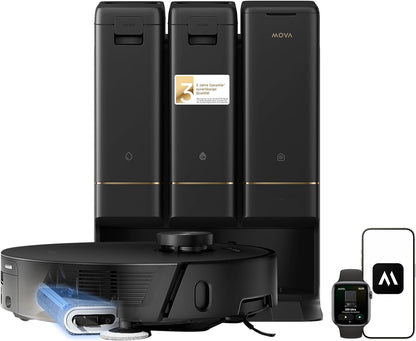 Mova V50 Ultra Complete Saugroboter mit Wischfunktion 24.000 Pa, 6cm Hindernisüberwindung, Liftable Navigation+RGB AI+LED, 80℃ Heißwasserwäsche & 63℃ Selbsttrocknung, DuoSolution System, Tricut Bürste