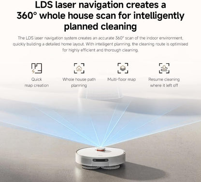 Xiaomi Robot Vacuum X20+ Saugroboter mit Absaugstation und 4L/4L Frisch- & Altwassertank - 2 rotierende, Auto-Trocknung Wischmops, Bis 280m² wischen, 6000Pa Saugkraft, LDS-Navigation, Alle Bodentypen