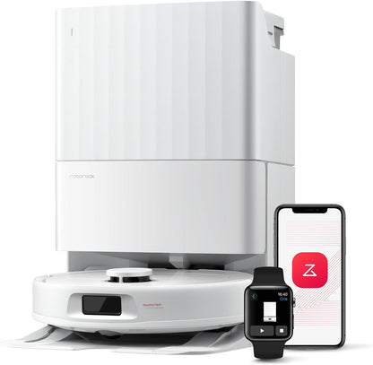 roborock Qrevo Serie Saugroboter mit Wischfunktion&Hebarem Wischmopp, 8000Pa Saugkraft(verbessert von Qrevo S), Anti-Verfilzungs-Seitenbürste, Hindernisvermeidung, All-in-One Dock, Schwarz(QV 35A)