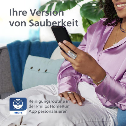 Philips Homerun Serie 2000: 2-in-1 Saug- und Wischroboter, 130 Minuten Laufzeit, Lasernavigation, Teppichboost, Absaugstation, App-gesteuert, Arktikweiß (XU2100/20), Arctic White