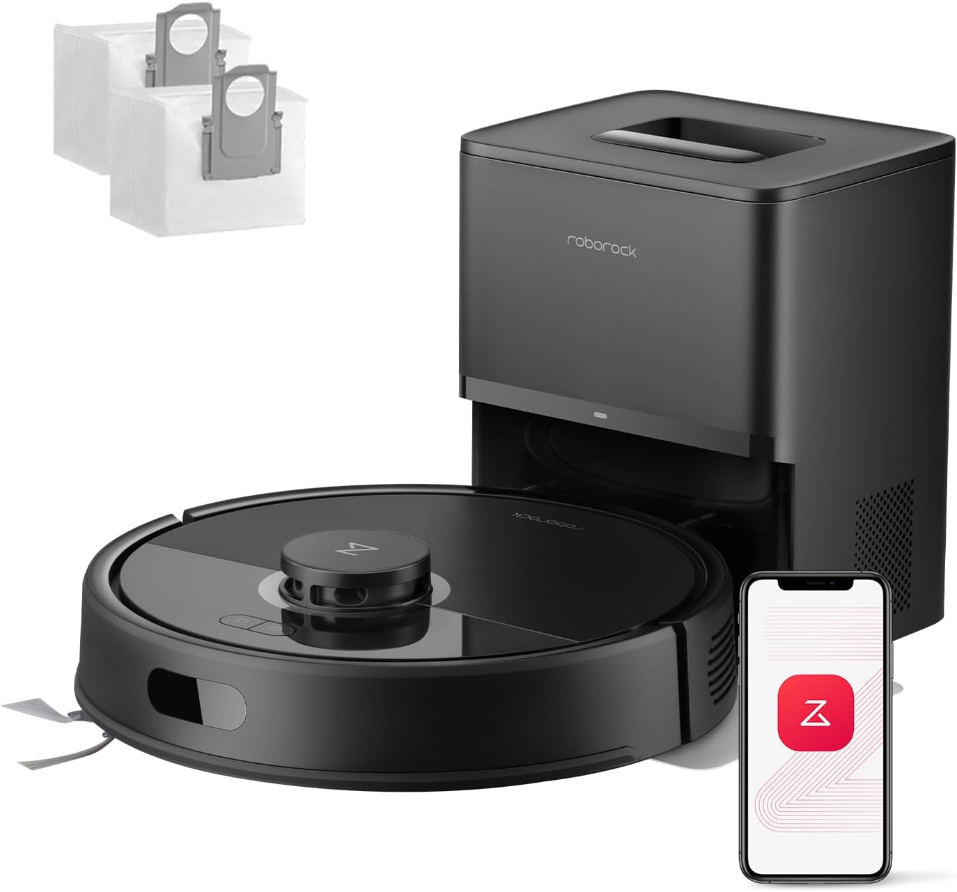 roborock Q7 L5+ Set Saugroboter mit Wischfunktion Absaugstation, verbessert von Q5 Pro+, Dual Anti-Tangle System, 8000Pa Saugkraft, LiDAR-Navigation, Staubsauger Roboter für Teppiche & Tierhaar, Weiß
