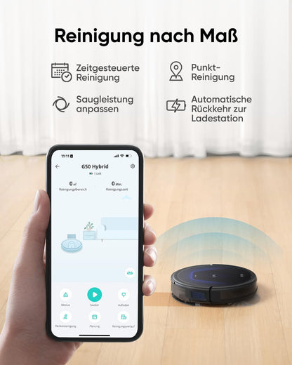 eufy G50 Saugroboter mit 4.000Pa Starker Saugkraft, Dynamische Navigation, Ultraflaches 85mm Design, Pro-Entwirrkamm, Rollbürste, Ideal für Tierhaare & Hartböden