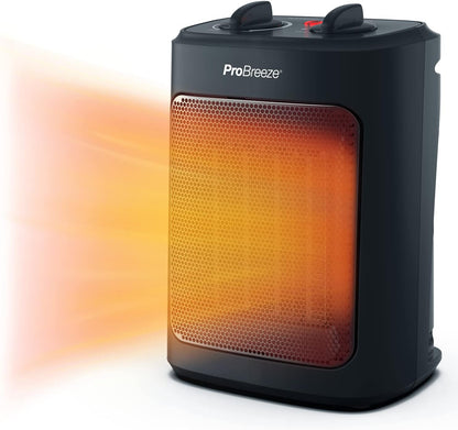 Pro Breeze 2000W Mini Heizlüfter Energiesparend Leise Elektroheizung 3 Heizstufen. Keramik Heizlüfter. Betrieb im Büro, Wohnzimmer, Schlafzimmer oder Terasse – Weiß
