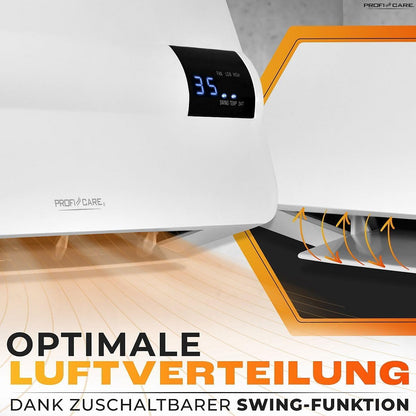 ProfiCare® Wand Heizlüfter mit Fenster-Offen-Erkennung | Heizkörper für bis zu 60qm | Elektroheizung für Wandmontage inkl. Montagematerial | Heizung mit 1,5m Kabel, Fernbedienung & Timer | PC HL 3116