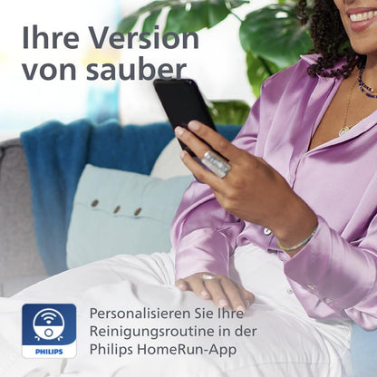 Philips Homerun Serie 2000: 2-in-1 Saug- und Wischroboter, 130 Minuten Laufzeit, Lasernavigation, Teppichboost, Absaugstation, App-gesteuert, Arktikweiß (XU2100/20), Arctic White