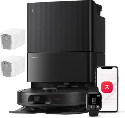 roborock Qrevo Serie Saugroboter mit Wischfunktion&Hebarem Wischmopp, 8000Pa Saugkraft(verbessert von Qrevo S), Anti-Verfilzungs-Seitenbürste, Hindernisvermeidung, All-in-One Dock, Schwarz(QV 35A)