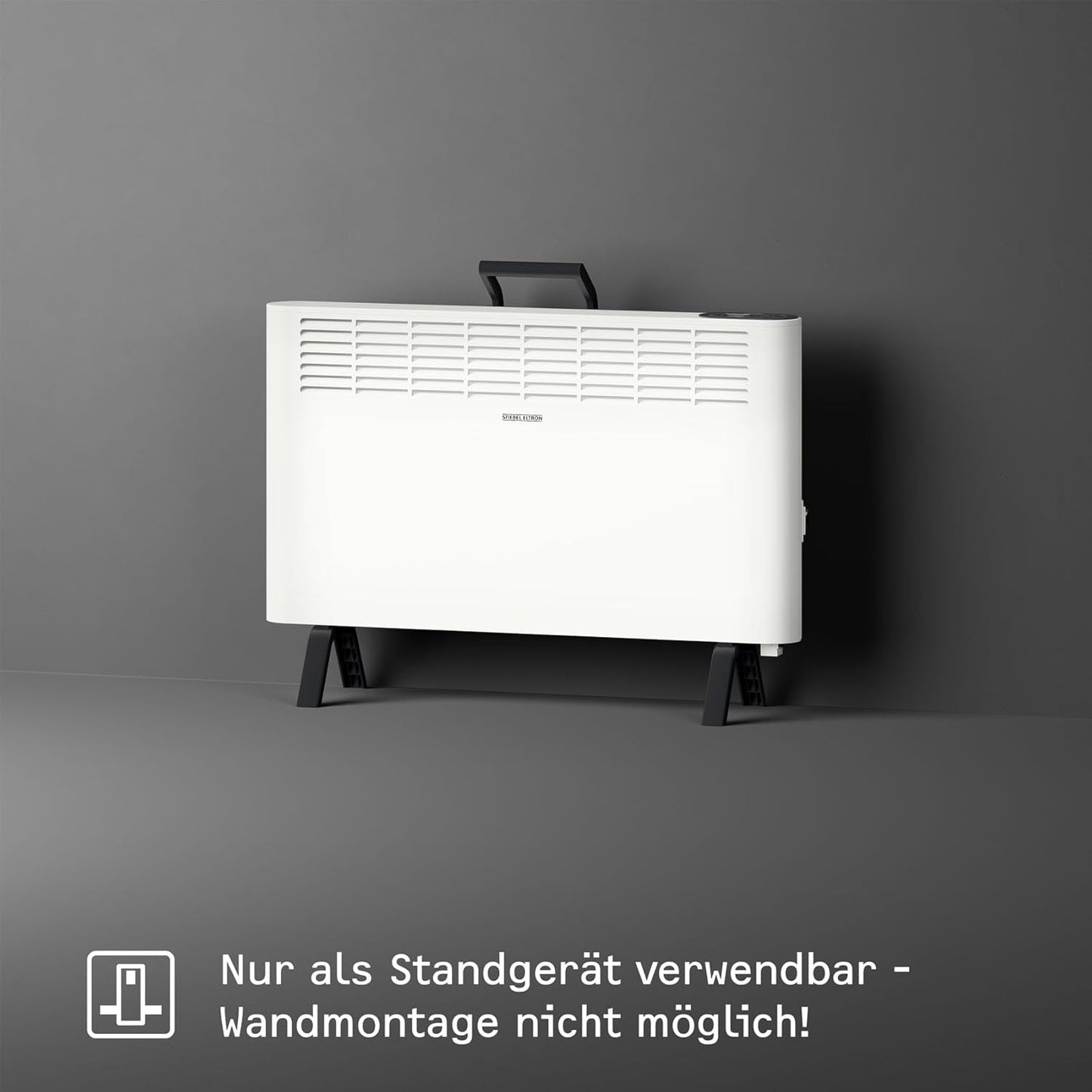 STIEBEL ELTRON Elektroheizung Standgerät für ca. 25 m², TÜV geprüft, Konvektor-Heizung mit einfacher Regelung, 2 kW, energiesparend, Rollen, 204450