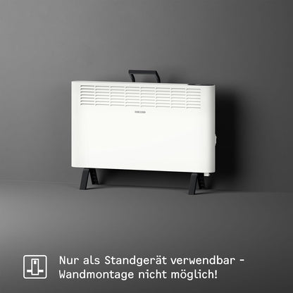STIEBEL ELTRON Elektroheizung Standgerät für ca. 25 m², TÜV geprüft, Konvektor-Heizung mit einfacher Regelung, 2 kW, energiesparend, Rollen, 204450