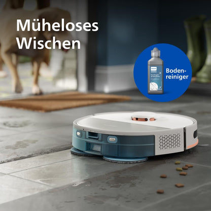 Philips Homerun Serie 2000: 2-in-1 Saug- und Wischroboter, 130 Minuten Laufzeit, Lasernavigation, Teppichboost, Absaugstation, App-gesteuert, Arktikweiß (XU2100/20), Arctic White