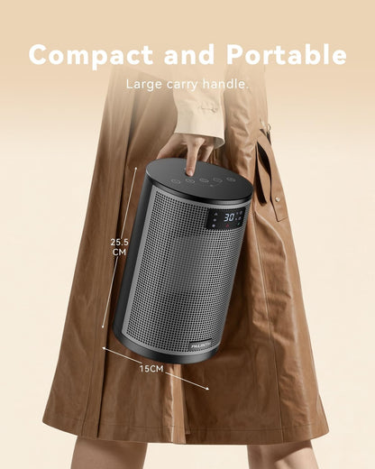 Heizlüfter Energiesparend, 1500W Elektroheizung PTC-Keramik Heizung, 4 Modi Tragbare Heizstrahler mit Thermostat, Überhitzung & Tip Over Schutz, 8H Timer, für Indoor