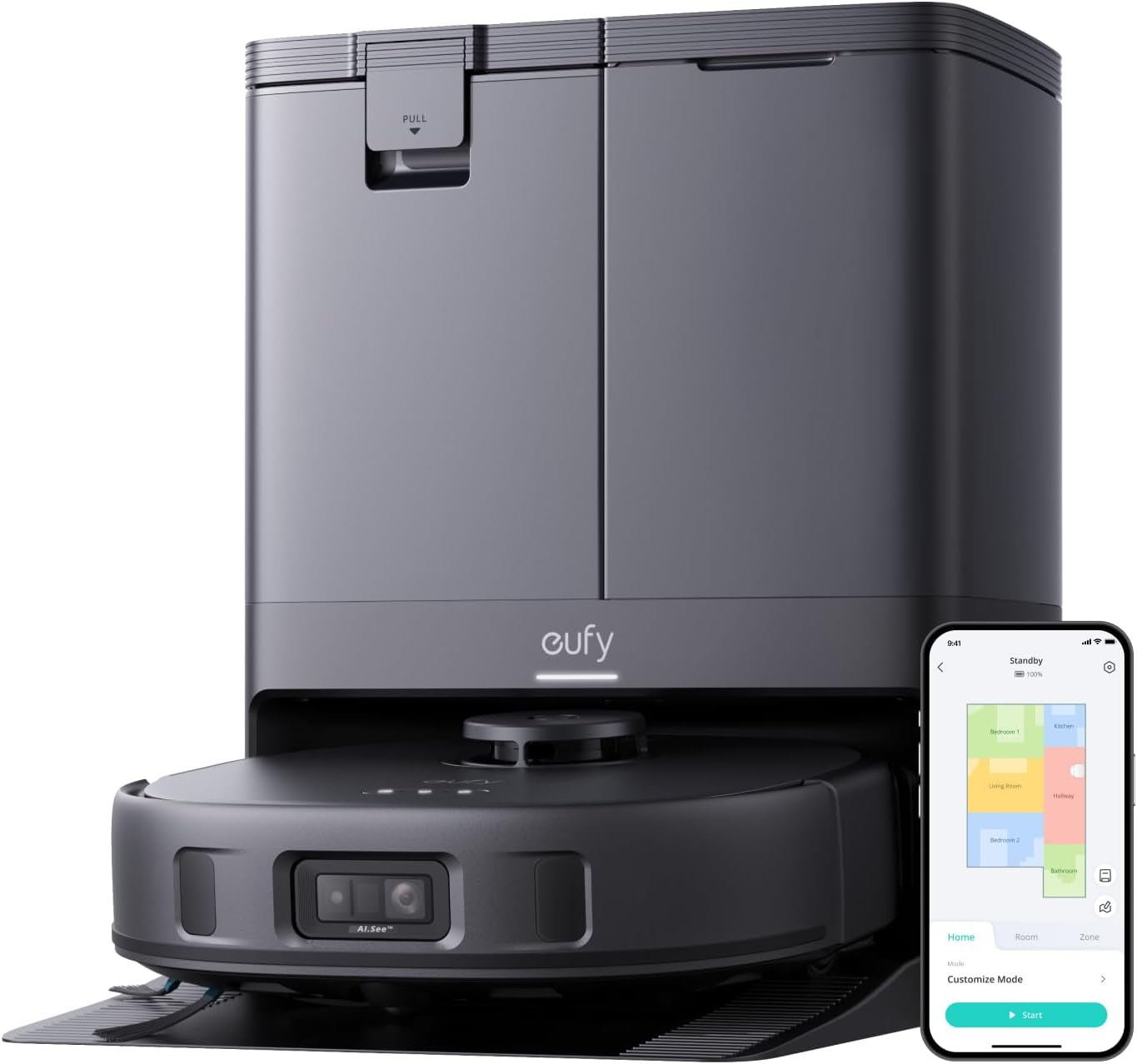eufy Saugroboter Omni C20 mit All-in-One-Station,Auto-Entleerung, Auto-Wasch- und Trocknungsfunktion, 7.000Pa, 8,5cm Design, Staubsauger Roboter mit Wischfunktion,Kindersicherung
