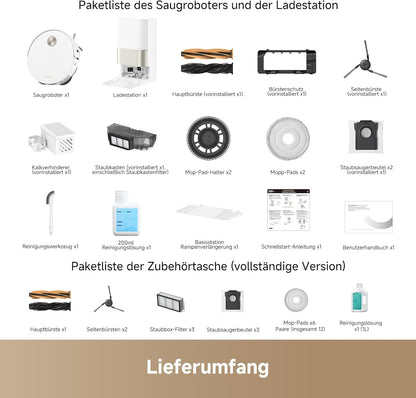 dreame X50 Ultra Complete Saugroboter mit Wischfunktion,20.000Pa Saugkraft,6 cm Hindernisfreiheit, mit Wischfunktion&Hebarem Wischmopp,KI-Hindernisvermeidung und 360° Navigation