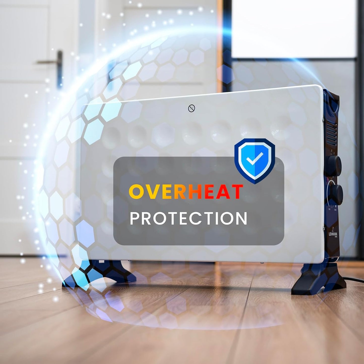 Lehmann LHOHC-2013B Konvektor Heizung 2000 W | Heizkörper mit Thermostat und 3-stufiger Leistungsregelung 750/1250 / 2000 W | Mobil Heizlüfter mit Überhitzungsschutz