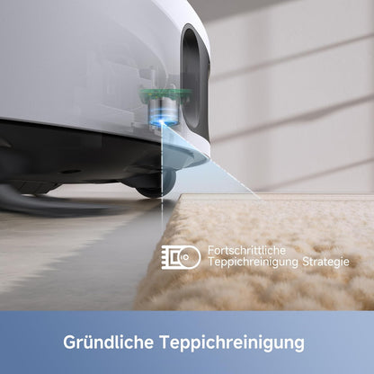 Mova E40 Ultra Saugroboter mit Wischfunktion, Autom. Leerung und 19.000 Pa, MaxiReach-Wischmopp-T., Verhedderungsfreie Seitenbürste, Eingeb. 80-ml-Wasserb, All-in-One-Station zu 75 Tage Reinigung