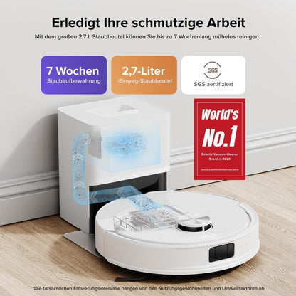 roborock Q10 S5+ Set Saugroboter mit Wischfunktion, 10.000 Pa HyperForce Saugkraft, Dual Anti-Tangle System, Auto Lifting Mopping, Ideal für Tierhaare, Teppiche, Hartböden (Schwarz)