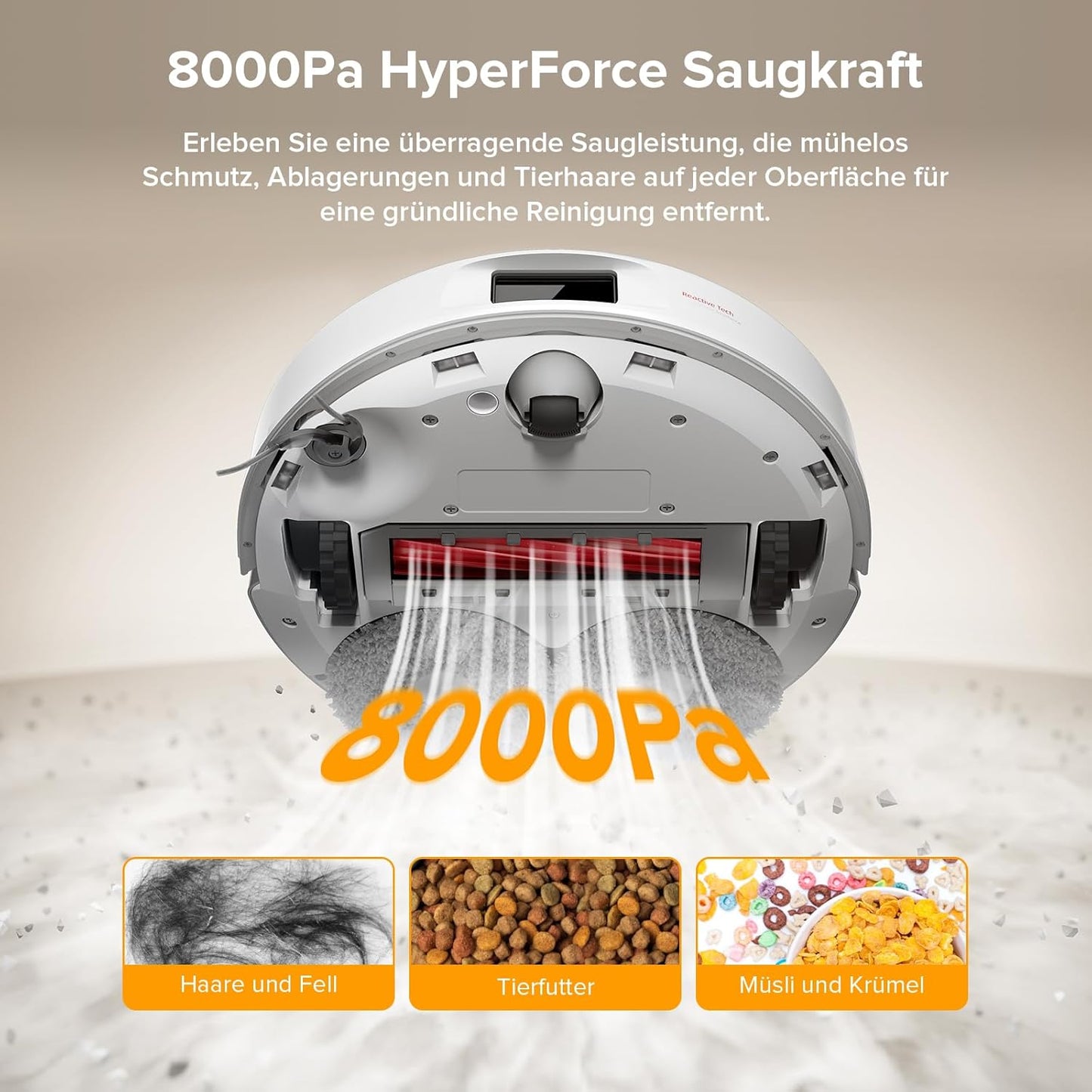 roborock Qrevo Serie Saugroboter mit Wischfunktion&Hebarem Wischmopp, 8000Pa Saugkraft(verbessert von Qrevo S), Anti-Verfilzungs-Seitenbürste, Hindernisvermeidung, All-in-One Dock, Schwarz(QV 35A)