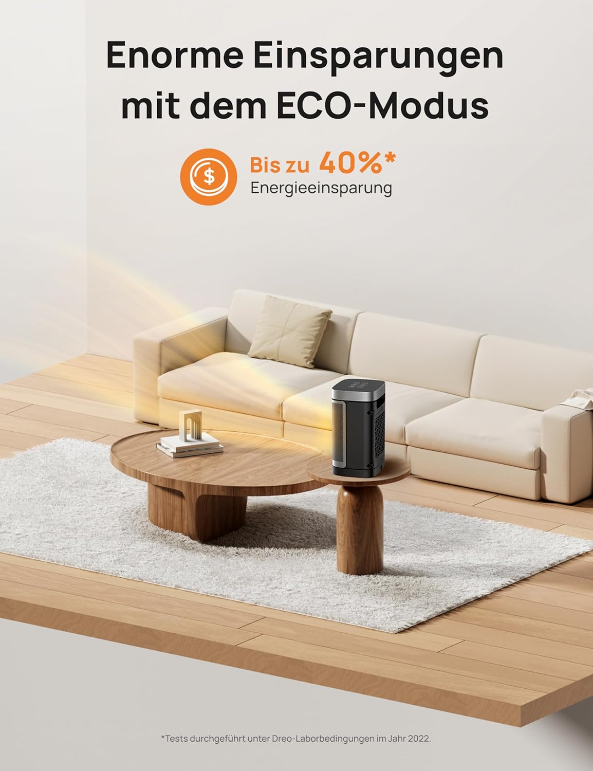 Dreo Heizlüfter Energiesparend Klein, 1500W Heizung Elektrisch mit Thermostat, 70° Oszillierend Elektroheizung, PTC Keramik Heizlüfter Leise, ECO-Modus, 12-Std-Timer, Überhitzungs- & Kippschutz