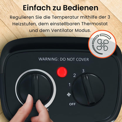 Pro Breeze 2000W Mini Heizlüfter Energiesparend Leise Elektroheizung 3 Heizstufen. Keramik Heizlüfter. Betrieb im Büro, Wohnzimmer, Schlafzimmer oder Terasse – Weiß