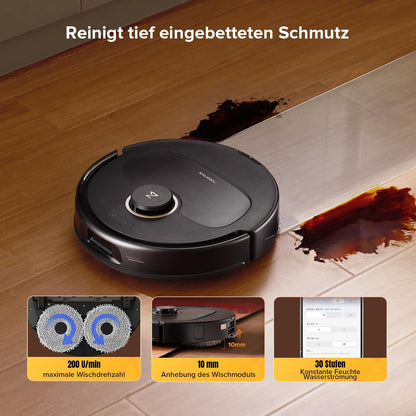 roborock Qrevo Serie Saugroboter mit Wischfunktion&Hebarem Wischmopp, 8000Pa Saugkraft(verbessert von Qrevo S), Anti-Verfilzungs-Seitenbürste, Hindernisvermeidung, All-in-One Dock, Schwarz(QV 35A)