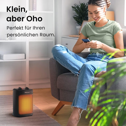 Pro Breeze 2000W Mini Heizlüfter Energiesparend Leise Elektroheizung 3 Heizstufen. Keramik Heizlüfter. Betrieb im Büro, Wohnzimmer, Schlafzimmer oder Terasse – Weiß