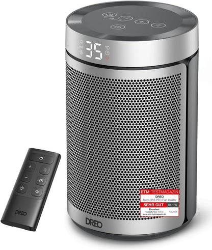 Dreo Energiesparender Heizlüfter, 34 dB Leiser 1500W Elektrischer PTC Keramik, Thermostat, Überhitzungs- & Kippschutz, 12 Std. Timer, Elektroheizung für Räume Schlafzimmer, Atom 316, Gold