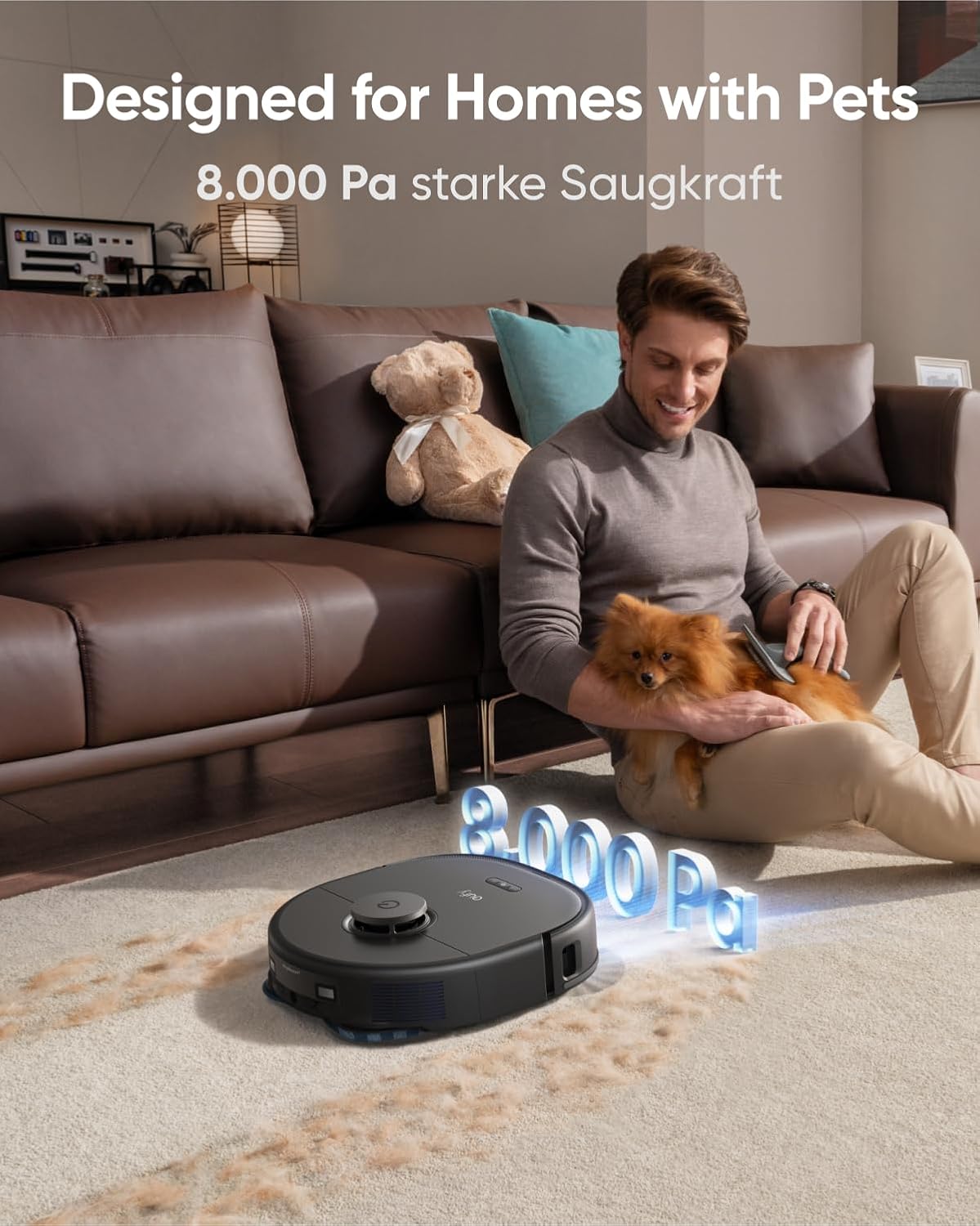 eufy Saugroboter Omni C20 mit All-in-One-Station,Auto-Entleerung, Auto-Wasch- und Trocknungsfunktion, 7.000Pa, 8,5cm Design, Staubsauger Roboter mit Wischfunktion,Kindersicherung