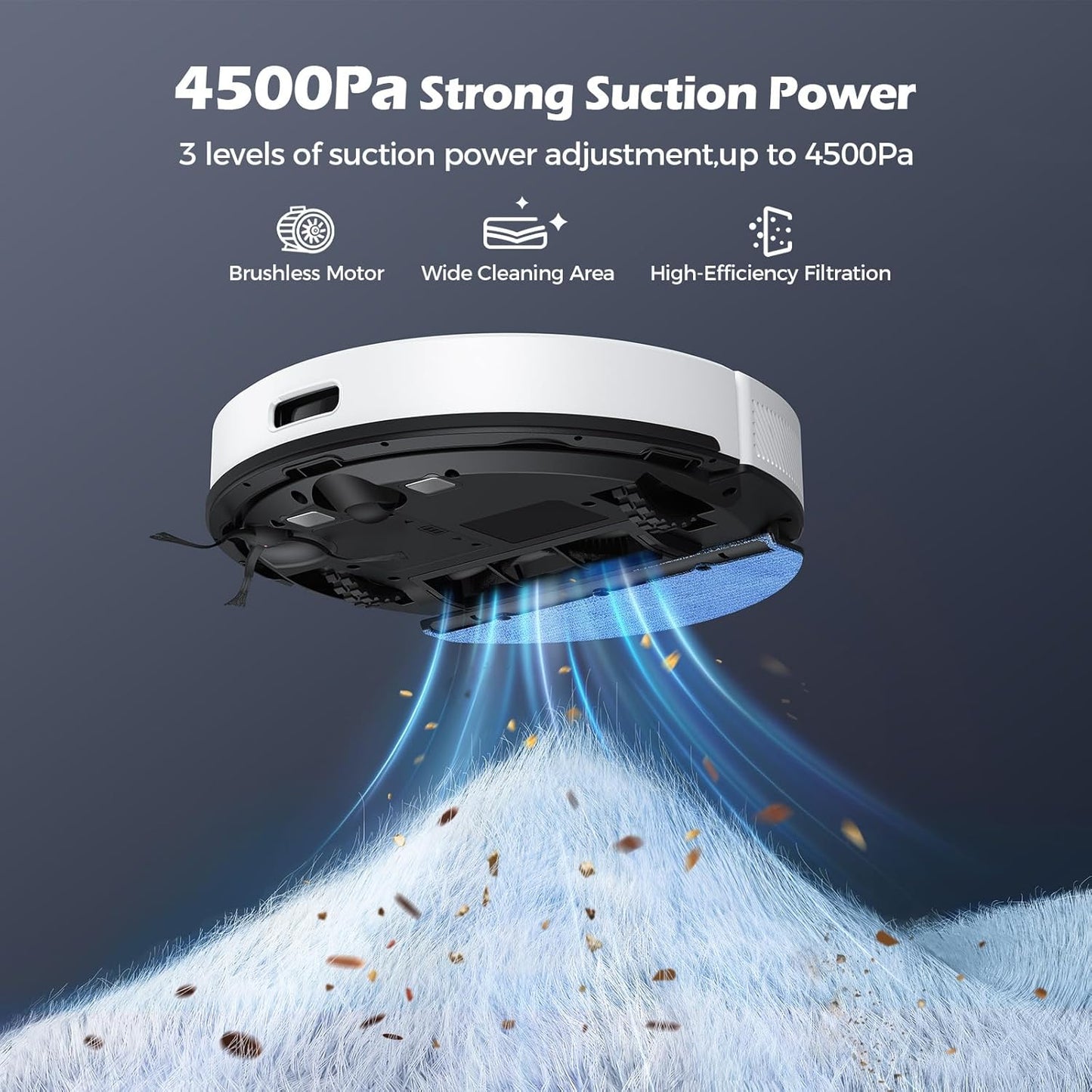 Lubluelu Saugroboter mit Wischfunktion 3-1, 4500Pa Staubsauger Roboter mit Lasernavigation, 54 dB Roboterstaubsauger mit Anti-Siphon-Technologie, 150 Min Laufzeit, APP Steuerung, 24 No-Go Zonen (SL68)