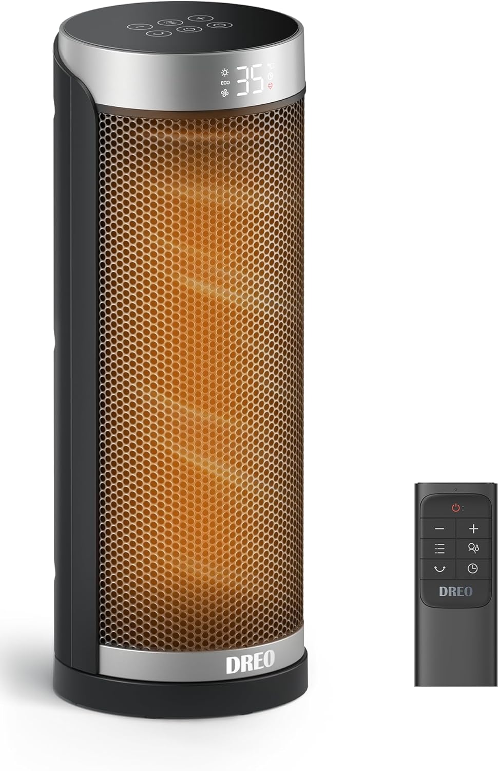 Dreo Heizlüfter Energiesparend, PTC Keramik Heizlüfte Leise, 70° Oszillierend Elektroheizung mit Fernbedienung, 12-Std-Timer, 3 Modus 3 Geschwindigkeit, Überhitzungs-Kippschutz, Solaris Slim H3