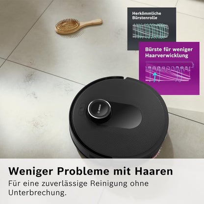 Bosch Spotless Max BCRDW3B Saugroboter mit Wischfunktion, 11.000 Pa Saugkaft, rotierende Wischpads, Nass-Trocken-Servicestation, Selbstreinigung, Smart Vision Navigation, Steuerung per App, schwarz