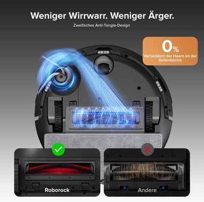 roborock Q10 S5+ Set Saugroboter mit Wischfunktion, 10.000 Pa HyperForce Saugkraft, Dual Anti-Tangle System, Auto Lifting Mopping, Ideal für Tierhaare, Teppiche, Hartböden (Schwarz)