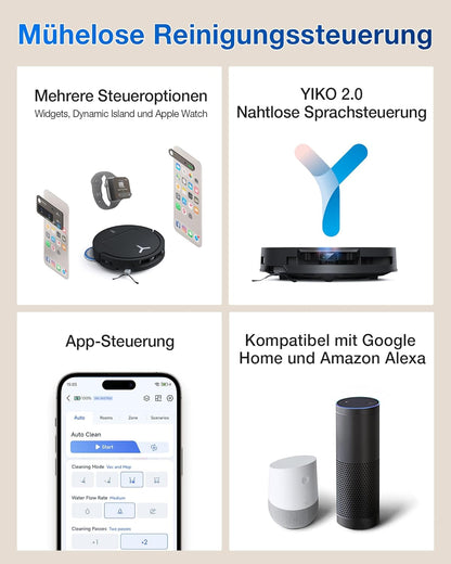 ECOVACS DEEBOT T50 PRO Omni Gen2 Saugroboter mit Wischfunktion, Ausfahrende Seitenbürste und Wischmopp, 21.000 Pa, Auto Zugabe von Reinigungslösung, Moppwäsche mit 75°C heißem Wasser, Ultradünn 81 mm