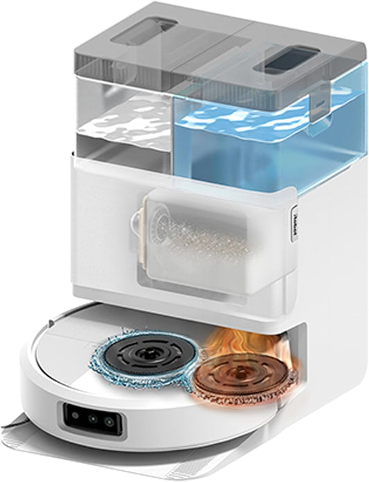 iRobot Roomba Plus 505 Combo Robot + AutoWash Dock Saugroboter mit Wischfunktion - Multifunktinales Dock - Clearview Pro LiDAR - 7000Pa - DualClean Wischpads mit PerfectEdge - SmartScrub - Schwarz