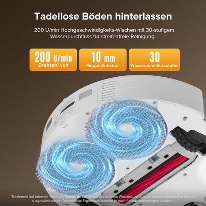 roborock QV 35S-Set Saugroboter mit Wischfunktion, 10.000 Pa HyperForce Saugkraft, Anti-Tangle-Bürsten, Anhebbare Schleudermopps, Intelligente Hindernisvermeidung, All-in-One Dock (Schwarz)
