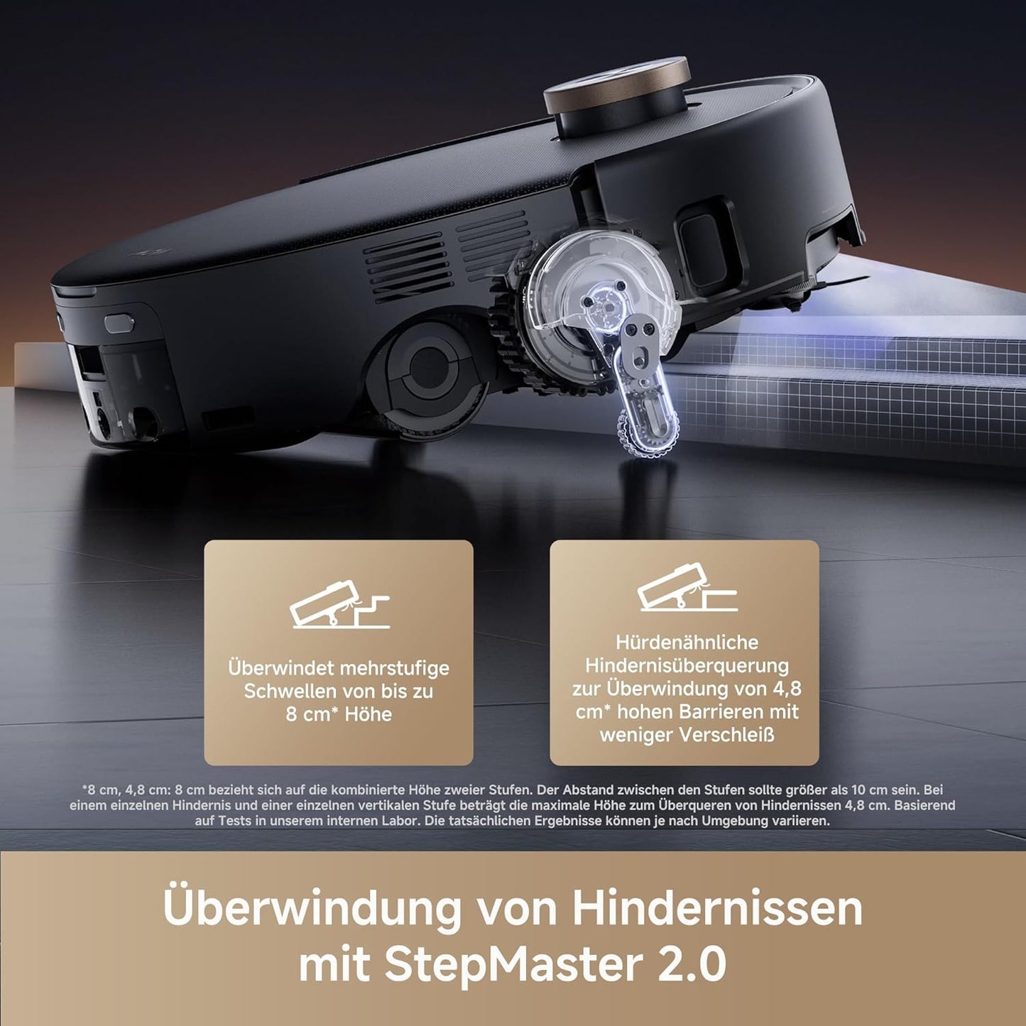 Mova V50 Ultra Complete Saugroboter mit Wischfunktion 24.000 Pa, 6cm Hindernisüberwindung, Liftable Navigation+RGB AI+LED, 80℃ Heißwasserwäsche & 63℃ Selbsttrocknung, DuoSolution System, Tricut Bürste