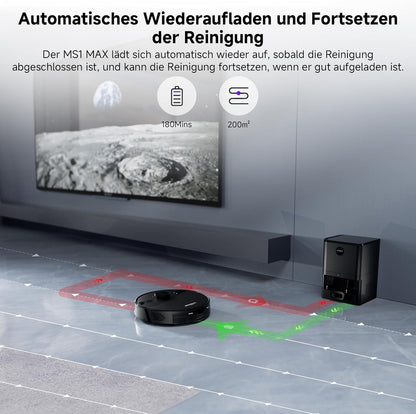 MONSGA Saugroboter mit Wischfunktion, 3.5L Staubsauger Roboter mit Absaugstation, 5000Pa Saugkraft,180Min Laufzeit, LiDAR Navigation, Starke Saugkraft ideal für Teppich und Tierhaare, APP Steuerung