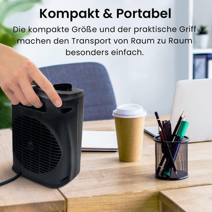 Pro Breeze 2000W Mini Heizlüfter Energiesparend Leise Elektroheizung 3 Heizstufen. Keramik Heizlüfter. Betrieb im Büro, Wohnzimmer, Schlafzimmer oder Terasse – Weiß