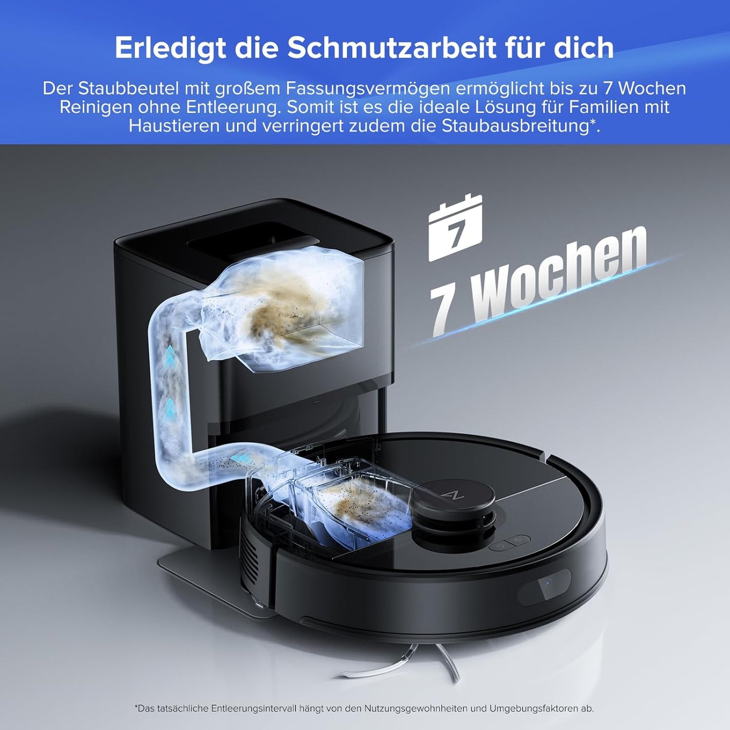 roborock Q7 L5+ Set Saugroboter mit Wischfunktion Absaugstation, verbessert von Q5 Pro+, Dual Anti-Tangle System, 8000Pa Saugkraft, LiDAR-Navigation, Staubsauger Roboter für Teppiche & Tierhaar, Weiß