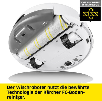 Kärcher Saugroboter RCV 3 mit Wischfunktion, smarte App-Steuerung, LiDAR-Laser-Navigation, Kartierung, Raum- und Hinderniserkennung, 2500 Pa, 120 min Laufzeit, für Hartböden und Teppiche, Weiss