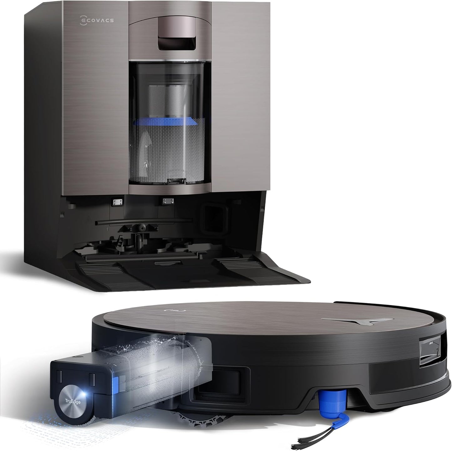 ECOVACS X11 OMNICYCLONE Saugroboter mit Wischfunktion, Blast + 19.500 Pa, ultraschnelles Akkuladen, OZMO Roller 2.0, Klettern max. 4 cm Höhe, Ausfahrender Wischmopp, PureCyclone 2.0 Auto-Entleerung