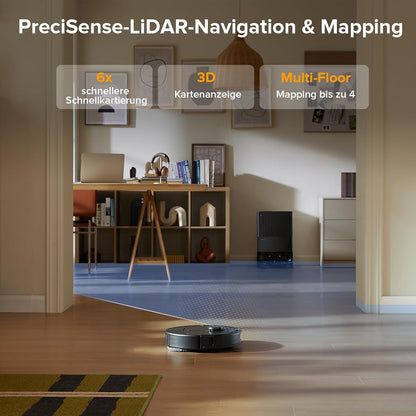 roborock Qrevo Serie Saugroboter mit Wischfunktion&Hebarem Wischmopp, 8000Pa Saugkraft(verbessert von Qrevo S), Anti-Verfilzungs-Seitenbürste, Hindernisvermeidung, All-in-One Dock, Schwarz(QV 35A)
