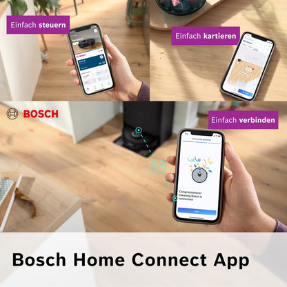 Bosch Spotless Max BCRDW3B Saugroboter mit Wischfunktion, 11.000 Pa Saugkaft, rotierende Wischpads, Nass-Trocken-Servicestation, Selbstreinigung, Smart Vision Navigation, Steuerung per App, schwarz